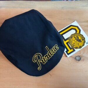 Vintage Purdue newsboy style flat cap and vintage decal